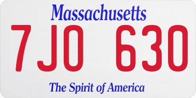 MA license plate 7JO630