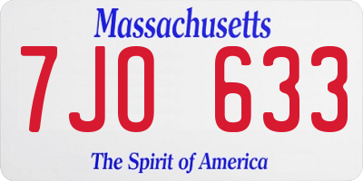 MA license plate 7JO633