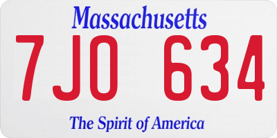 MA license plate 7JO634