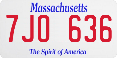 MA license plate 7JO636