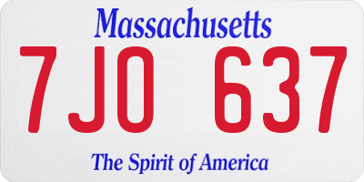 MA license plate 7JO637