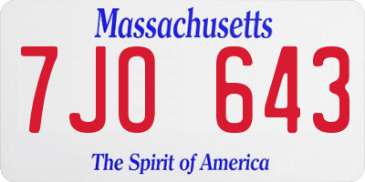 MA license plate 7JO643