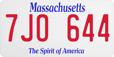 MA license plate 7JO644
