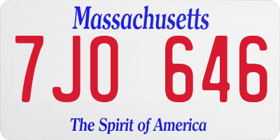 MA license plate 7JO646