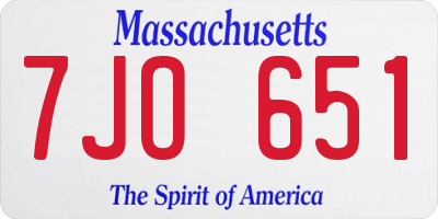 MA license plate 7JO651
