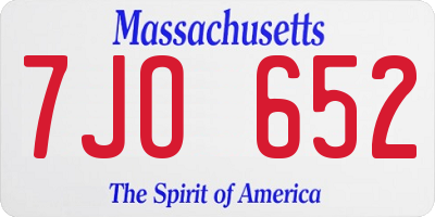 MA license plate 7JO652
