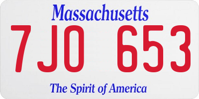 MA license plate 7JO653