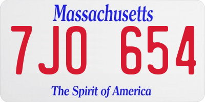 MA license plate 7JO654