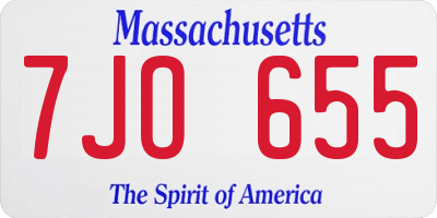 MA license plate 7JO655