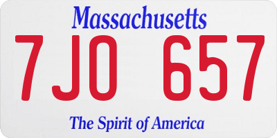 MA license plate 7JO657