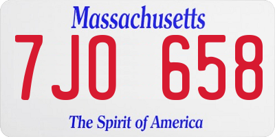 MA license plate 7JO658