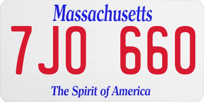 MA license plate 7JO660