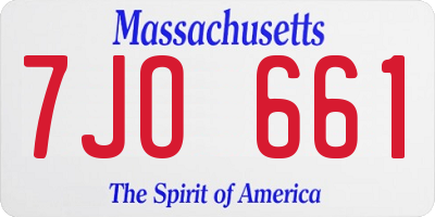 MA license plate 7JO661