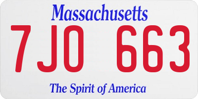 MA license plate 7JO663