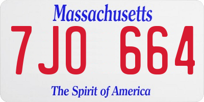 MA license plate 7JO664