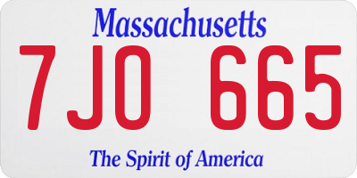MA license plate 7JO665