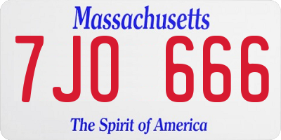 MA license plate 7JO666