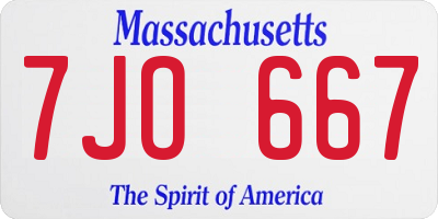 MA license plate 7JO667