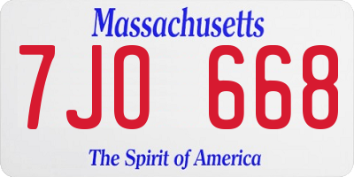 MA license plate 7JO668