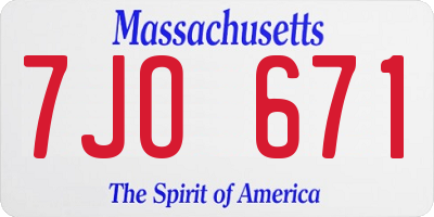 MA license plate 7JO671