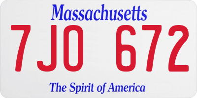 MA license plate 7JO672