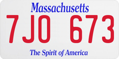 MA license plate 7JO673