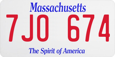 MA license plate 7JO674