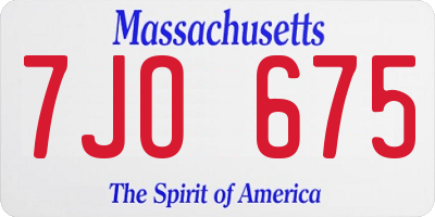 MA license plate 7JO675