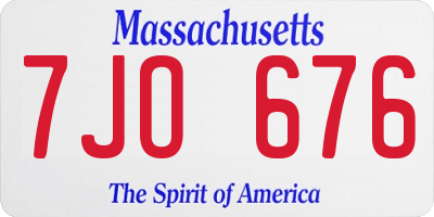 MA license plate 7JO676