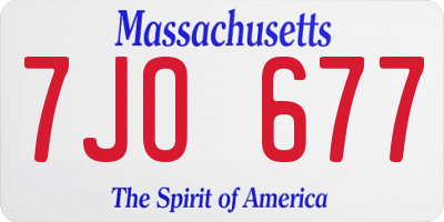 MA license plate 7JO677