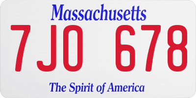 MA license plate 7JO678