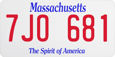 MA license plate 7JO681