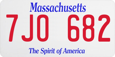 MA license plate 7JO682