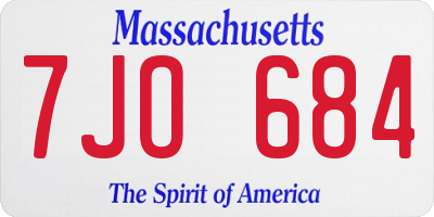 MA license plate 7JO684