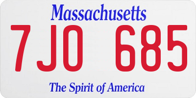 MA license plate 7JO685