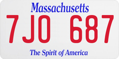 MA license plate 7JO687