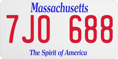 MA license plate 7JO688