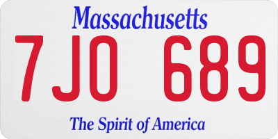 MA license plate 7JO689