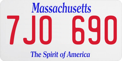 MA license plate 7JO690