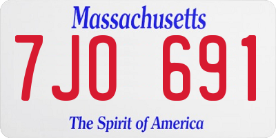 MA license plate 7JO691