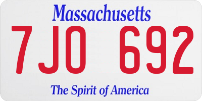 MA license plate 7JO692