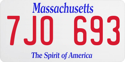 MA license plate 7JO693