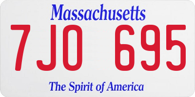 MA license plate 7JO695