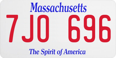MA license plate 7JO696