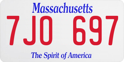 MA license plate 7JO697