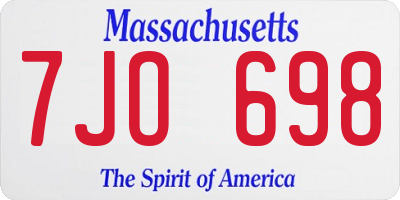 MA license plate 7JO698