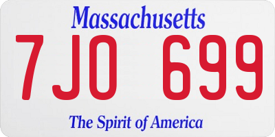 MA license plate 7JO699