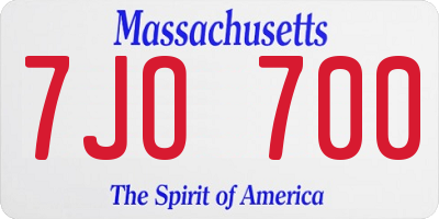 MA license plate 7JO700