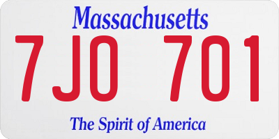 MA license plate 7JO701