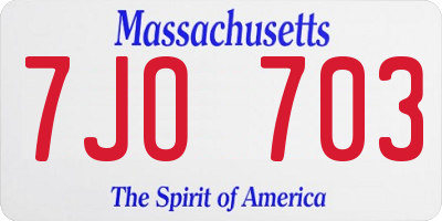 MA license plate 7JO703
